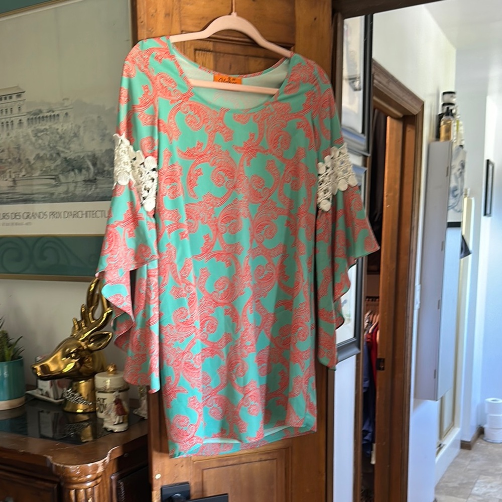 Voom by Joy Han Teal and Coral Tunic